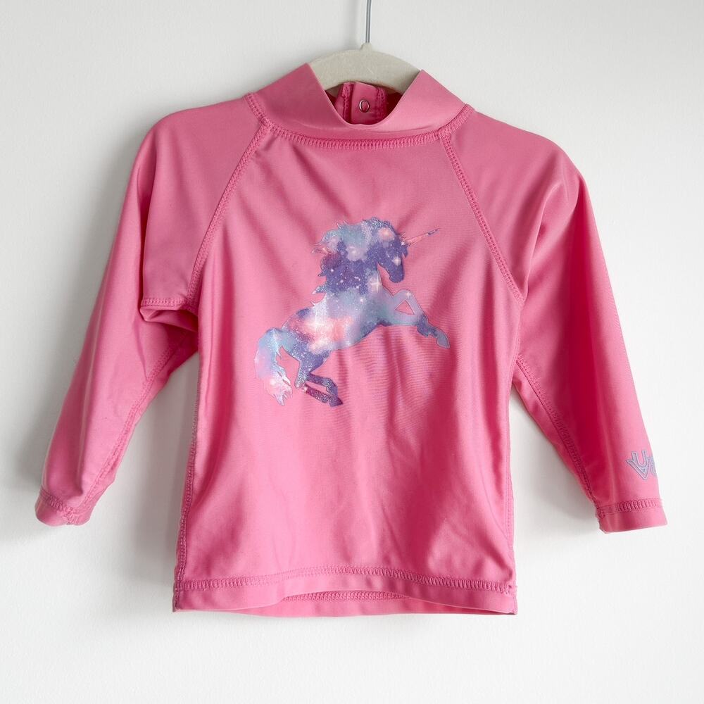 UV Skinz Toddler Long Sleeve Sun & Swim Rashguard Shirt in Size 2T Pink Unicorn